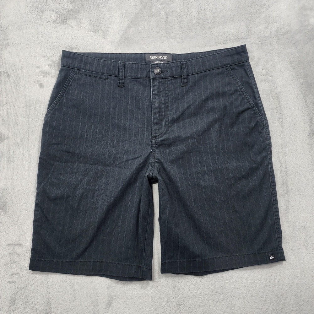Quiksilver Shorts Mens 34 Gray Striped Stretch Chino 11 Inseam Casual Summer